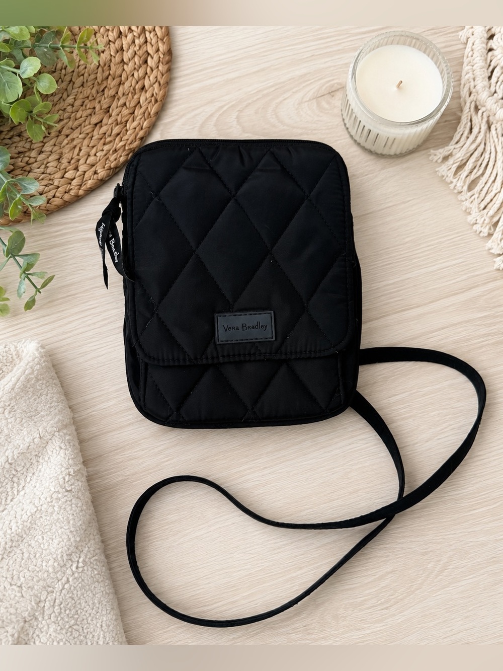 Vera Bradley Black Recycled Ripstop RFID Mini Crossbody Bag